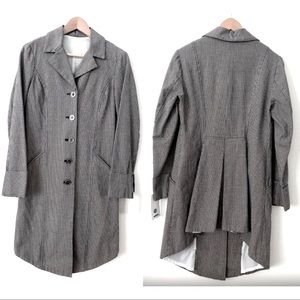 WHO Women’s Long Blazer Jacker High Low Sculpted Slimming Design Houndstooth S/M